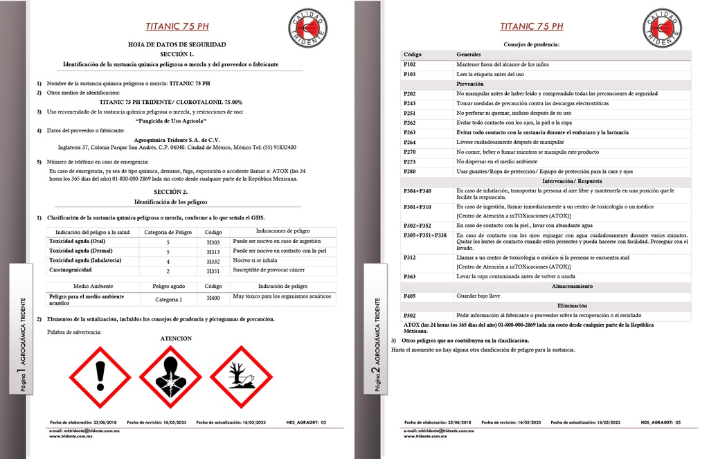 TITANIC 75 PH (CLORATALONIL) - 1 KG