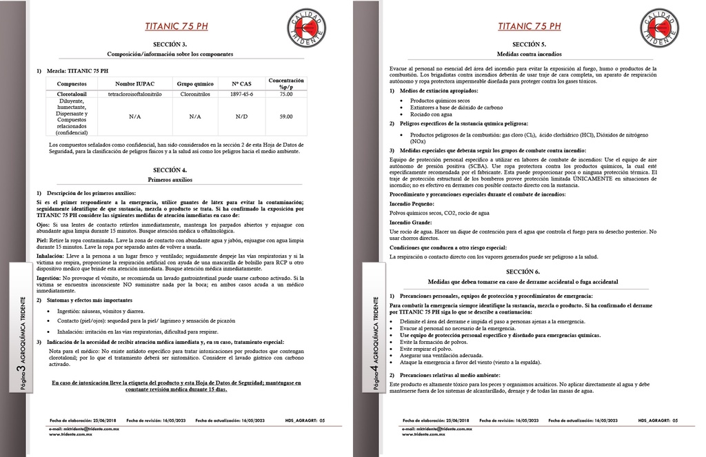 TITANIC 75 PH (CLORATALONIL) - 1 KG