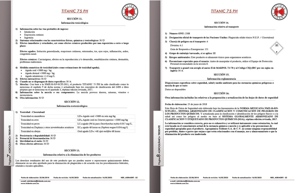 TITANIC 75 PH (CLORATALONIL) - 1 KG