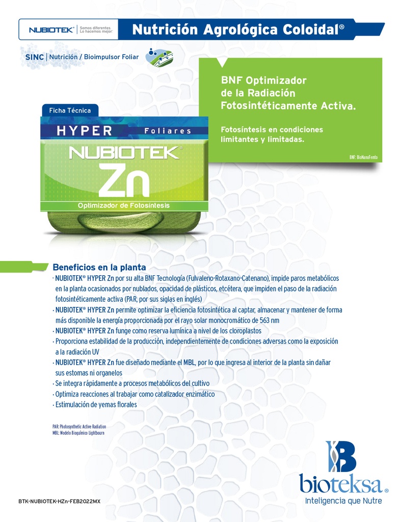HYPER NUBIOTEK ZN - BOTELLA 1 L