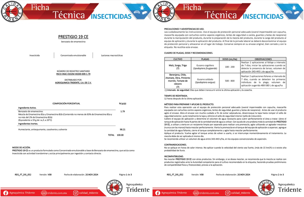 PRESTIGIO 19 CE (BENZOATO DE EMAMECTINA) - 100 ML