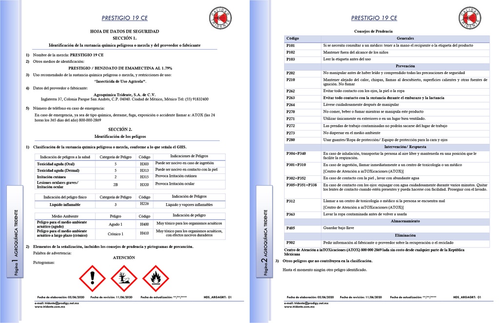 PRESTIGIO 19 CE (BENZOATO DE EMAMECTINA) - 100 ML