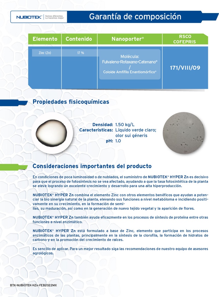 HYPER NUBIOTEK ZN - BOTELLA 1 L
