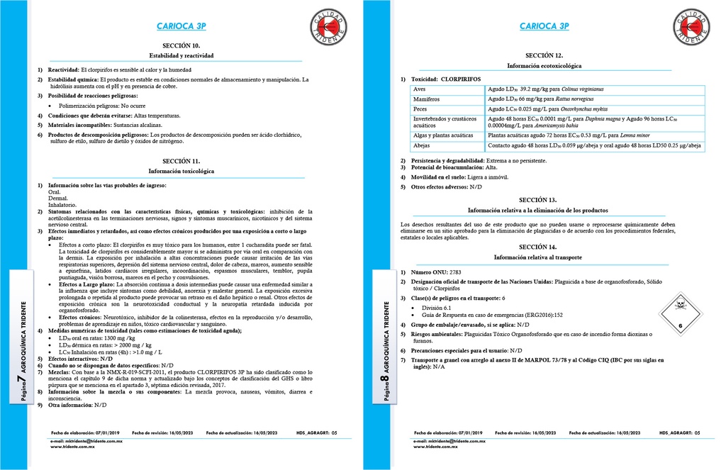 CARIOCA 3P (CLORPIRIFOS) - 20KG