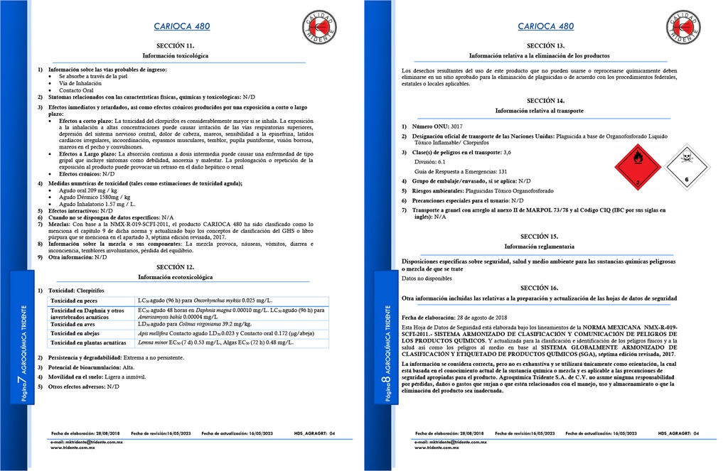 CARIOCA 480 (CLORPIRIFOS) - 950ML