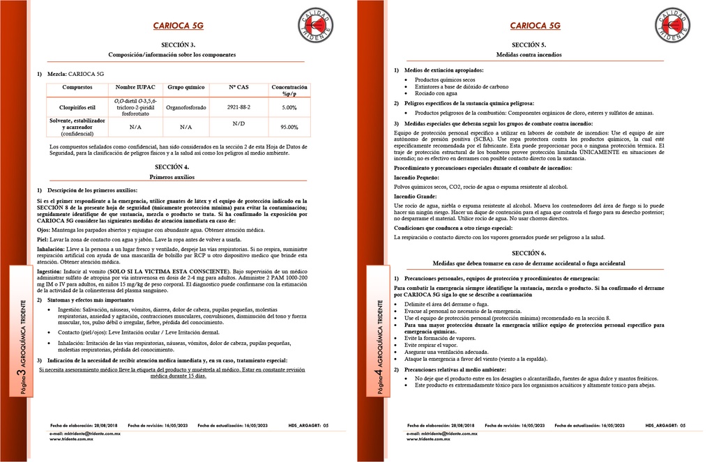 CARIOCA 5G (CLORPIRIFOS) - 20KG