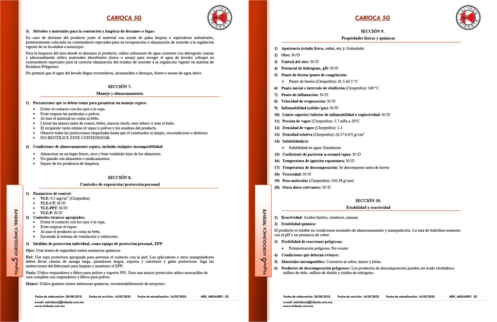 CARIOCA 5G (CLORPIRIFOS) - 20KG