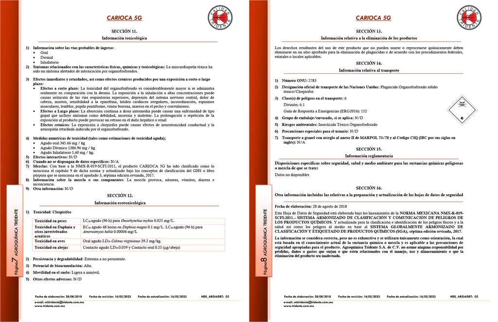 CARIOCA 5G (CLORPIRIFOS) - 20KG
