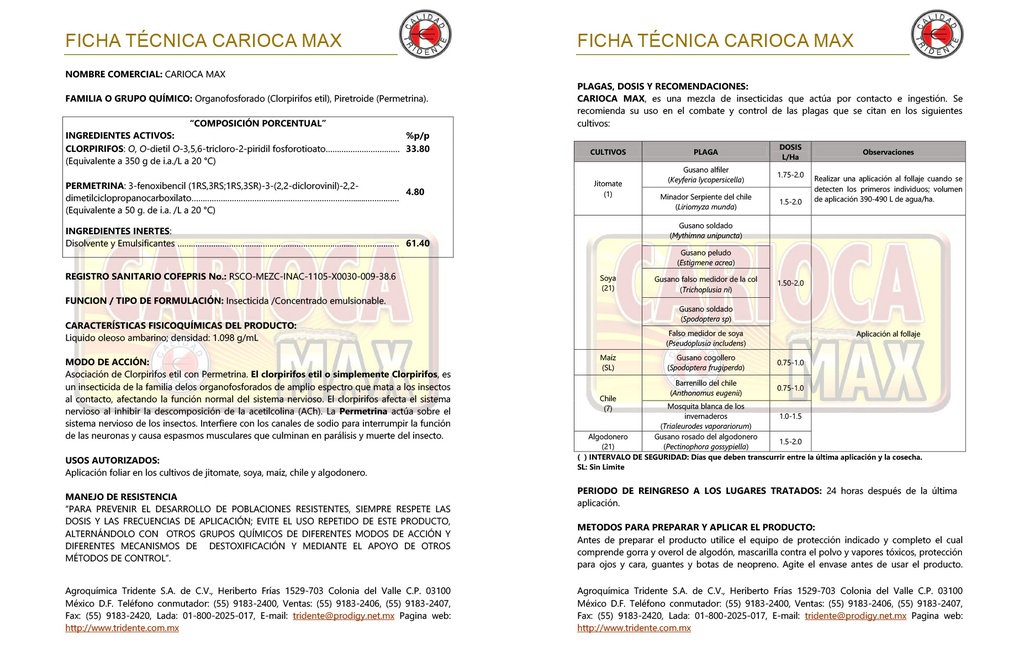 CARIOCA MAX (CLORPIRIFOS +PERMETRINA) - 1 L