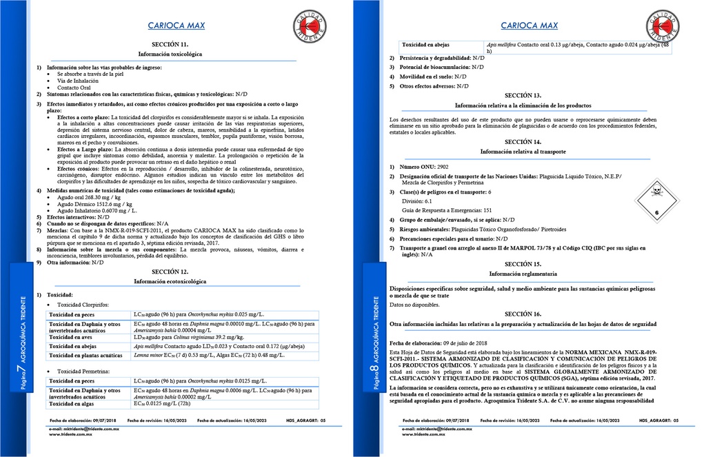 CARIOCA MAX (CLORPIRIFOS +PERMETRINA) - 1 L