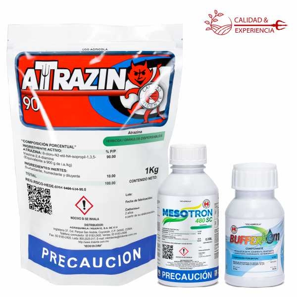 PAQUETE MAIZERO (ATRAZIN 90WDG + MESOTRON 480SC + BUFFERKEM) - KIT TRIDENTE
