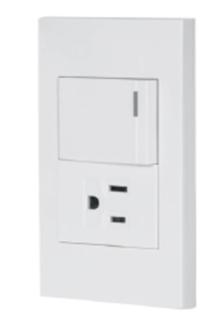 PLACA ARMADACON INTERRUPTOR Y 2 CONTACTOS, ESPAÑOLA, BLANCO