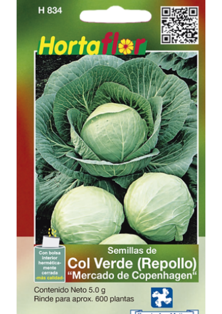 SEMILLA DE COL VERDE (REPOLLO) - SOBRE HORTAFLOR