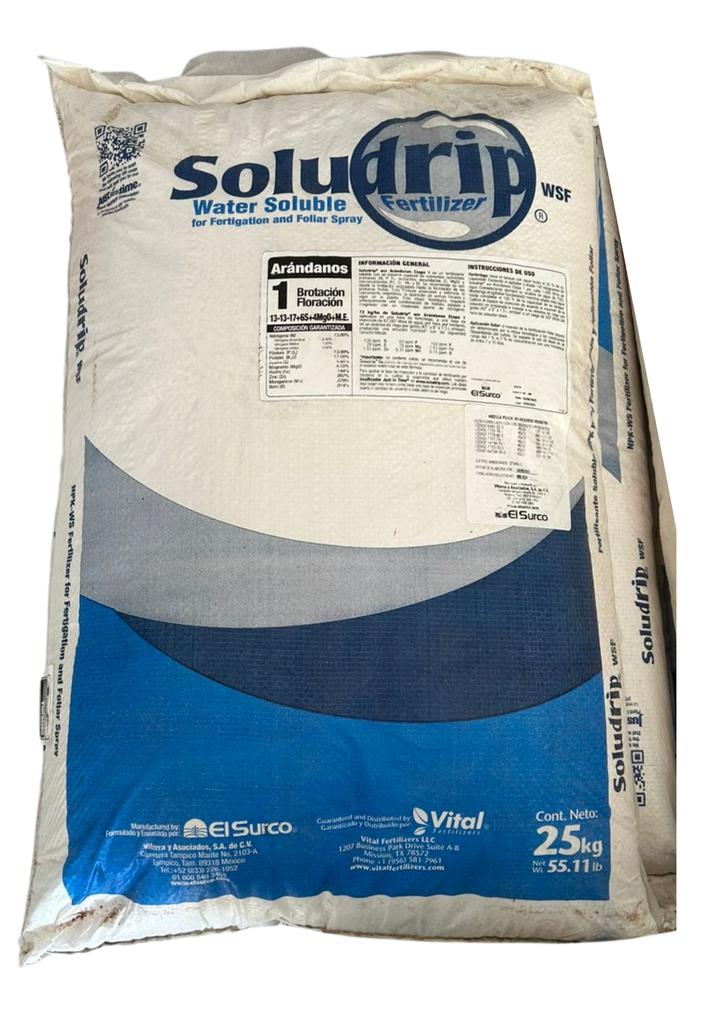 SOLUDRIP ARANDANOS ETAPA 1 (13-13-17) - 25KG
