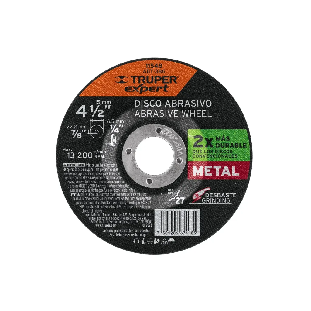 DISCO ABRASIVO 4 1/2" (1/4" X 7/8")