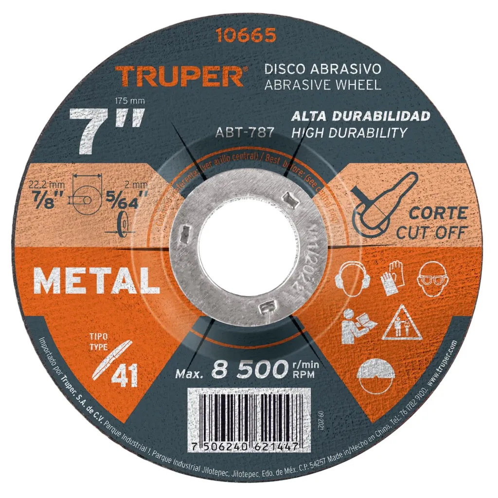 DISCO ABRASIVO PARA CORTE DE METAL DE 7", USO GENERAL