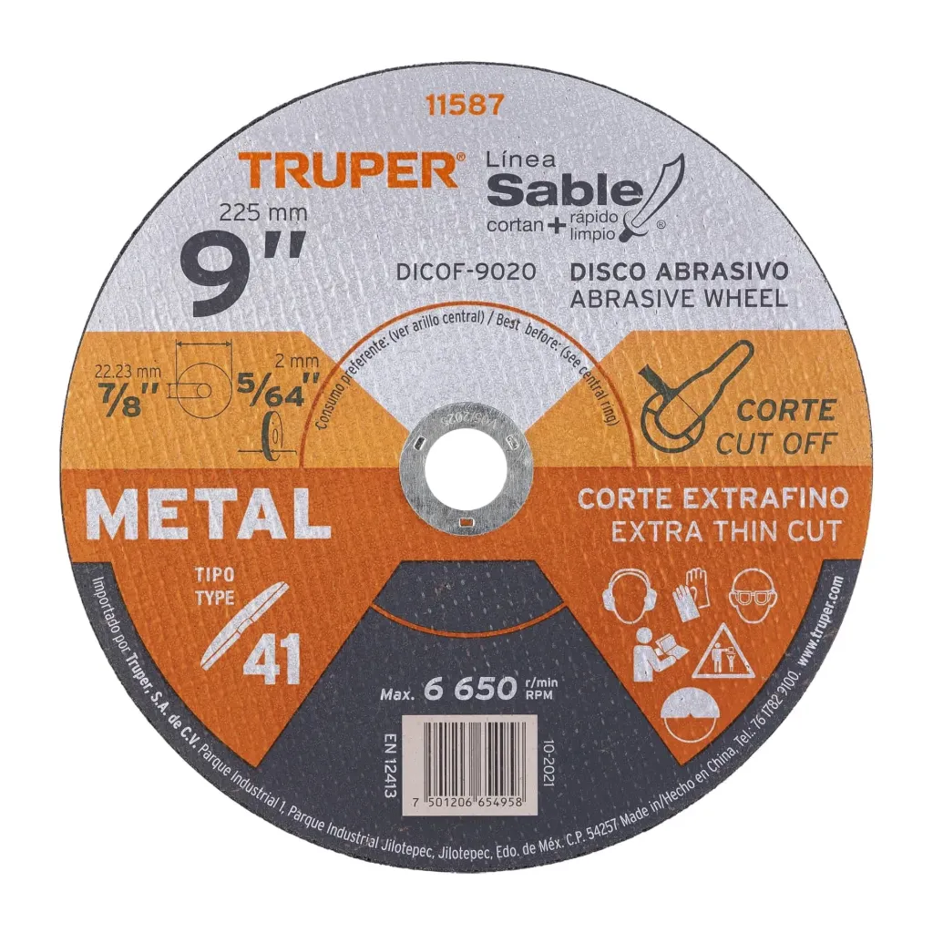 DISCO CORTE EXTRAFINO DE METAL 9", ESPESOR 2MM