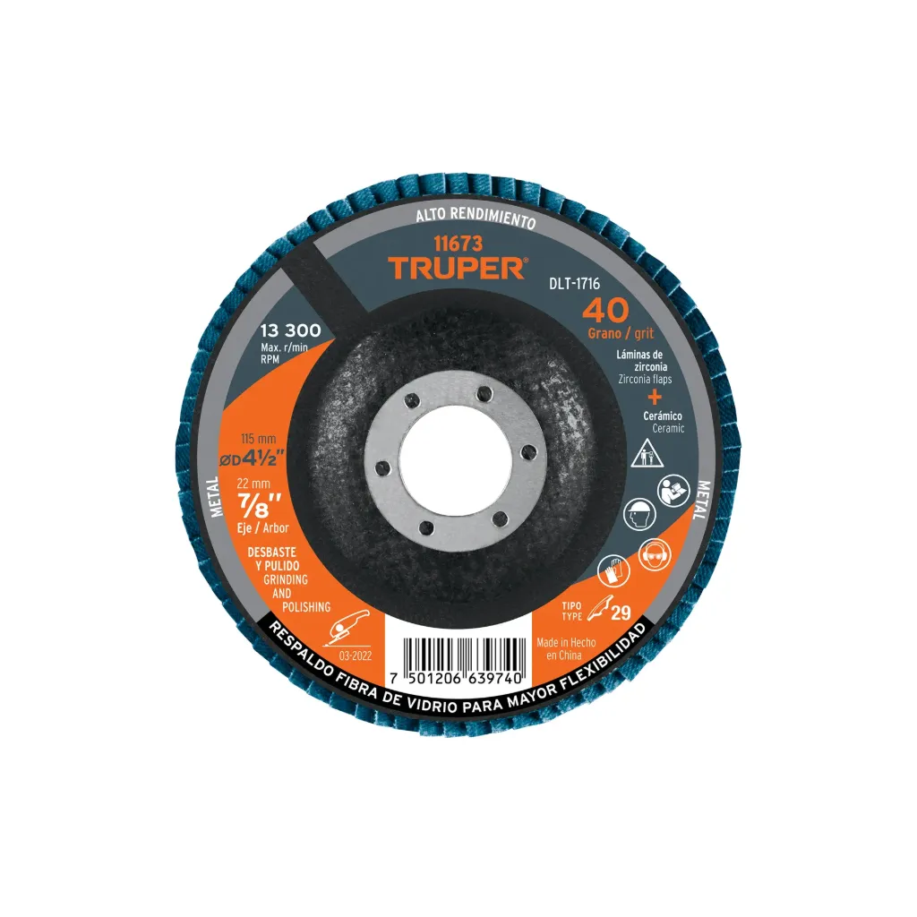 DISCO LAMINADO 4-1/2", GRANO 40, ALTO RENDIMIENTO