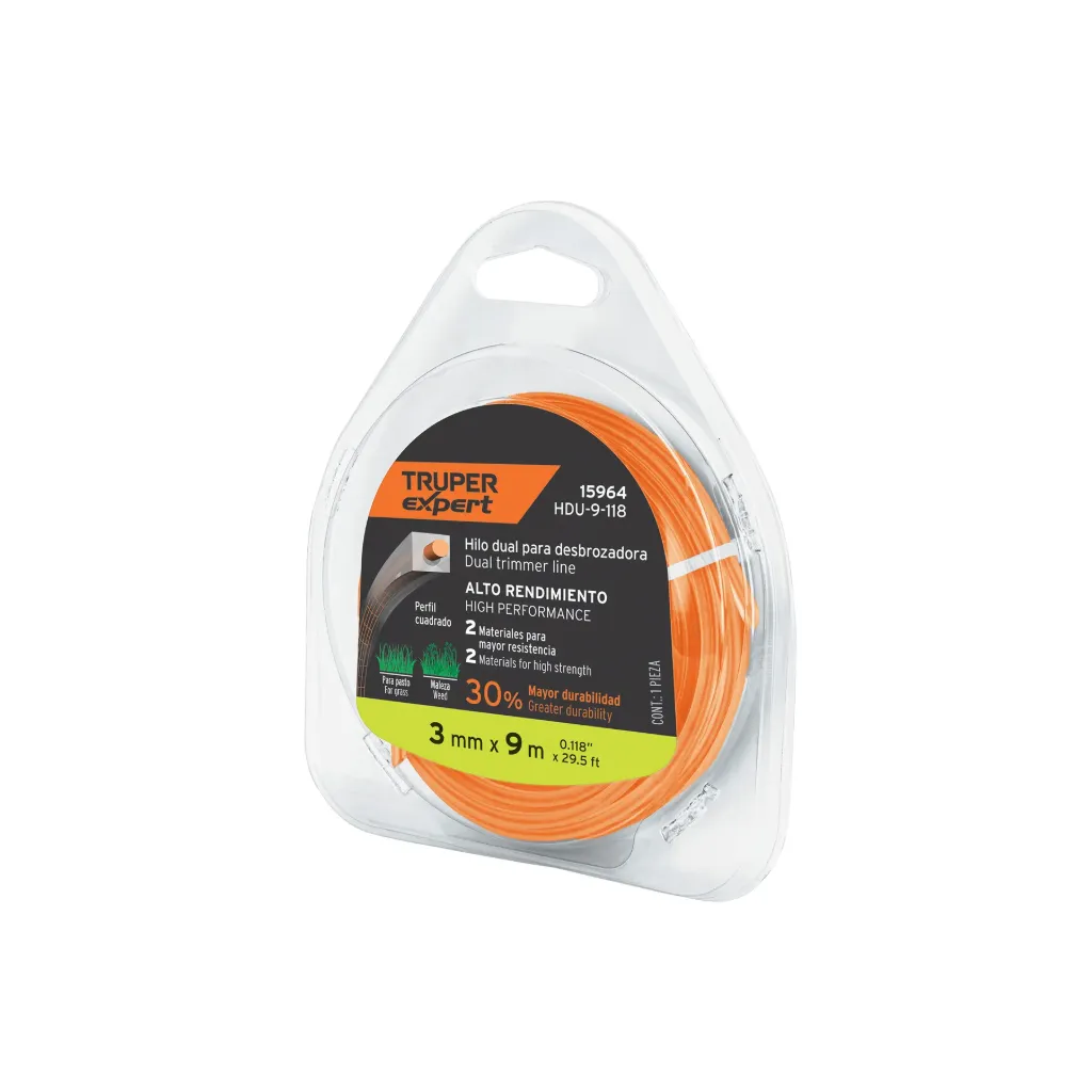 HILO PARA DESBROZADORA DUAL, EN BLISTER, 9 M, 0.118"