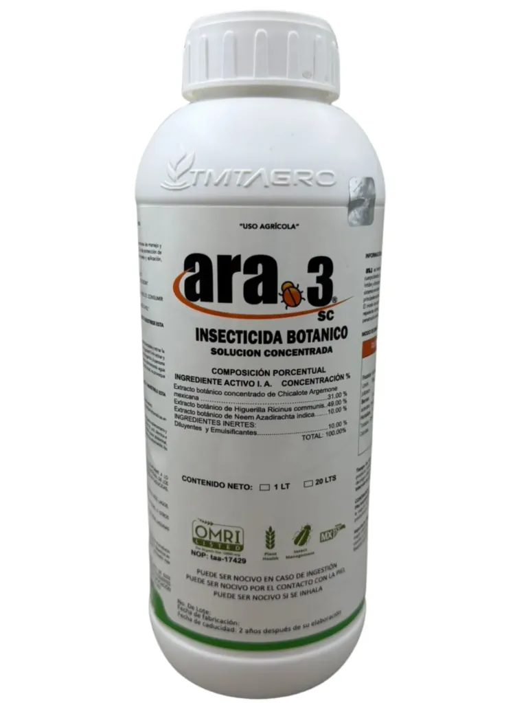 ARA 3 SC (EXTRACTO BOTANICO DE CHICALOTE, HIGUERILLA Y NEEM) -1 L