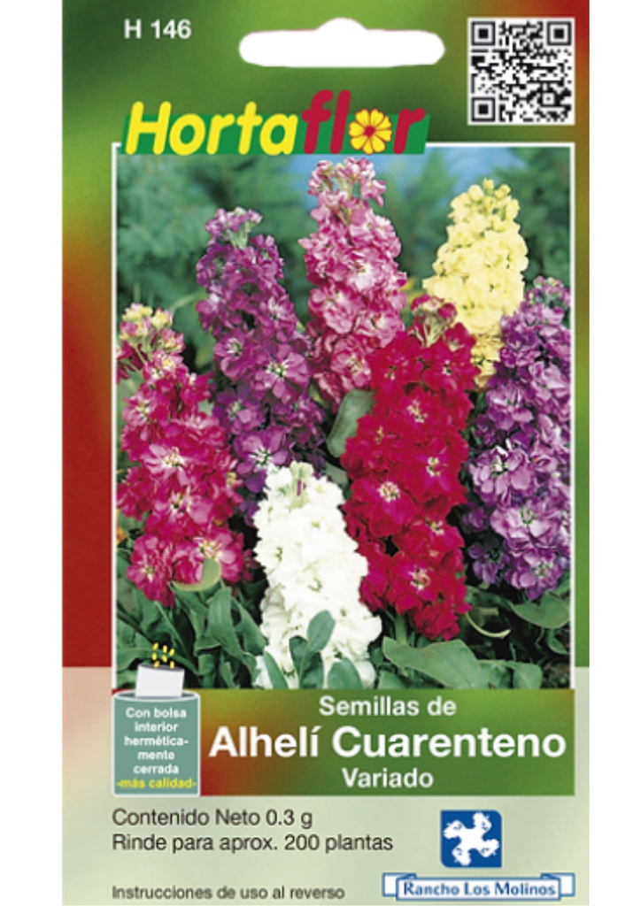 SEMILLAS DE ALHELI CUARENTENO VARIADO - SOBRE HORTAFLOR