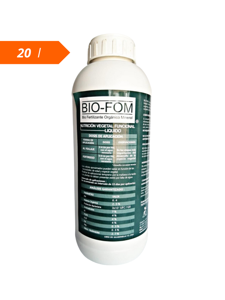 BIO-FOM (BIOFERTILIZANTE ÓRGANICO MINERAL) - 20L