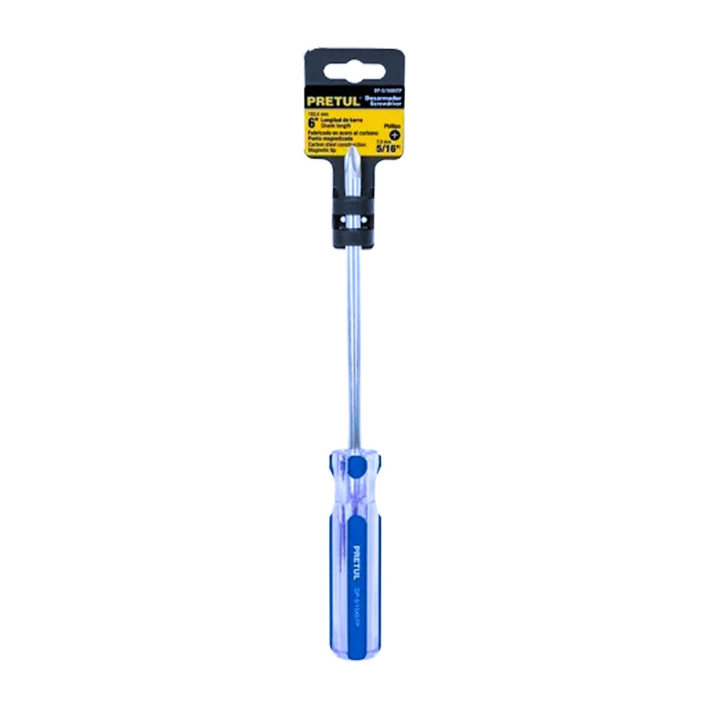 DESARMADOR PUNTA PHILLIPS 1/4 X 6", MANGO PVC, PRETUL