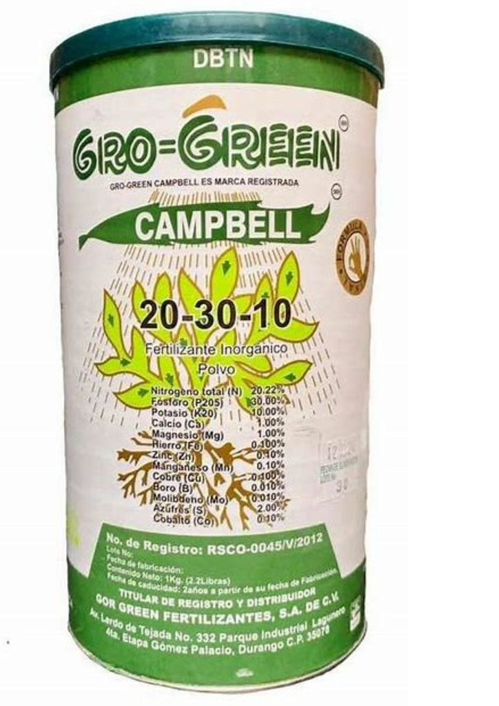 GRO-GREEN 20-30-10 - FRASCO 1KG