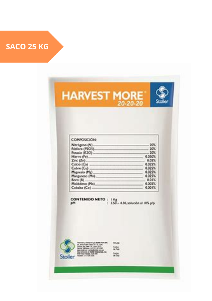 FERTILIZANTE HARVEST MORE 20-20-20 - 25KG
