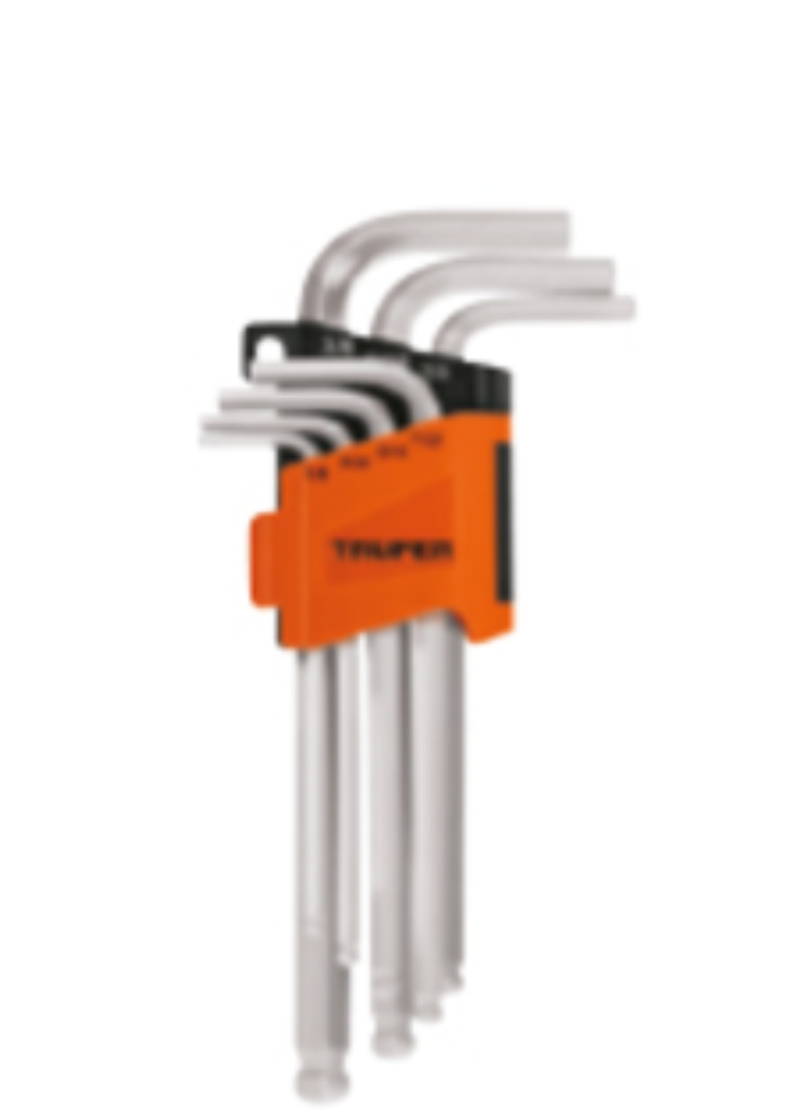 JUEGO DE 7 LLAVES ALLEN LARGAS STD PUNTA BOLA CON ORGANIZADOR