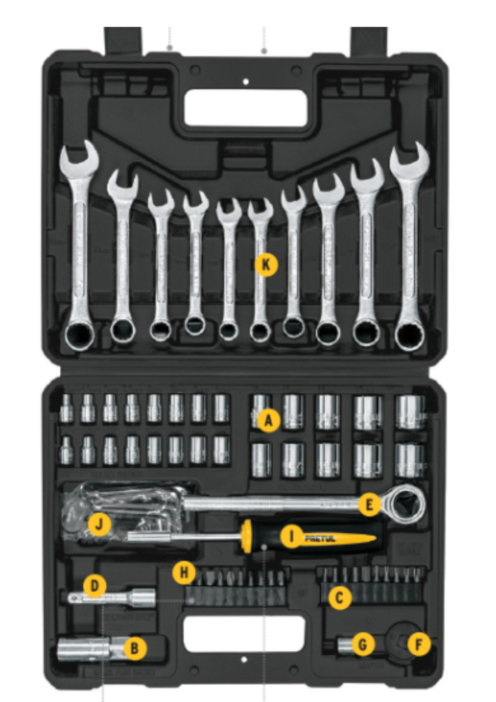 JUEGO DE HERRAMIENTAS PARA MECANICO 70 PIEZAS, PRETUL