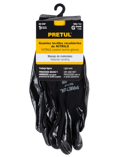 [TRU 20028] GUANTES NYLON NITRILO GRANDES PRETUL