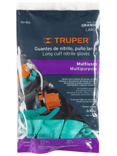 [TRU 15324] GUANTES PARA MANEJO DE SOLVENTES, VERDES G