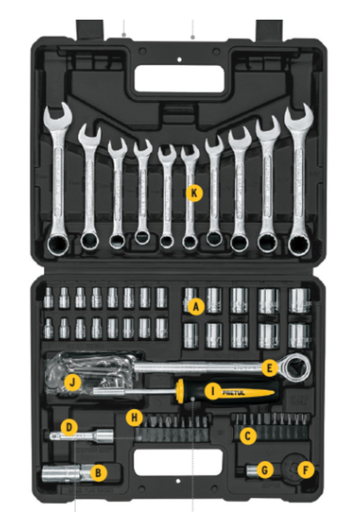 [TRU 22981] JUEGO DE HERRAMIENTAS PARA MECANICO 70 PIEZAS, PRETUL