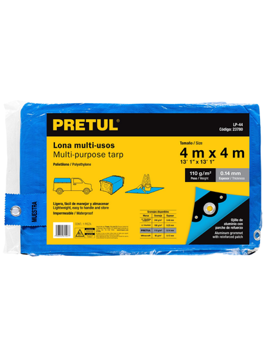 [TRU 23780] LONA 4 x 4 M, AZUL PRETUL