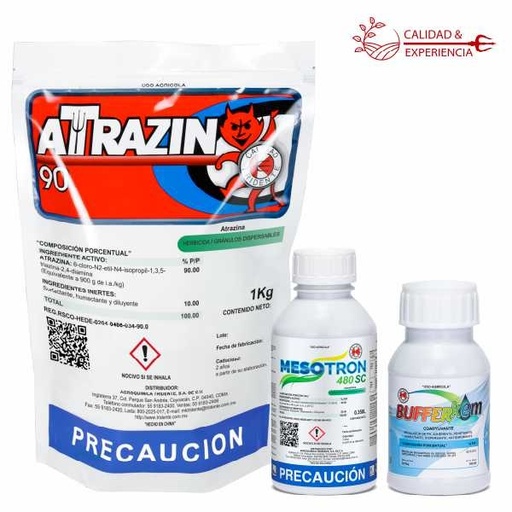 PAQUETE MAIZERO (ATRAZIN 90WDG + MESOTRON 480SC + BUFFERKEM) - KIT TRIDENTE