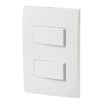 [TRU 46494] PLACA ARMADA 2 INTERRUPTORES SENCILLOS, LINEA OSLO, BLANCO
