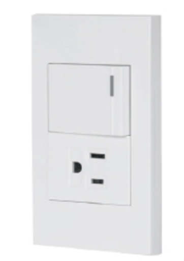 [TRU 45591] PLACA ARMADACON INTERRUPTOR Y 2 CONTACTOS, ESPAÑOLA, BLANCO