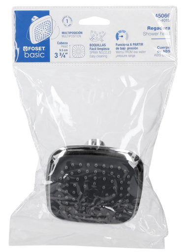 [TRU 45066] REGADERA CUADRADA ABS 3-3/4", SIN BRAZO, FOSET
