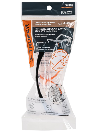 [TRU 101933] LENTES DE SEGURIDAD AJUSTABLES C/ANTIPAÑO CLASSIC