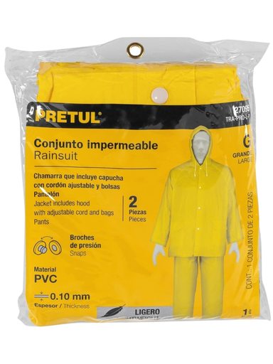 [TRU 27095] CONJUNTO IMPERMEABLE LIGERO DE PVC TALLA GRANDE, PRETUL