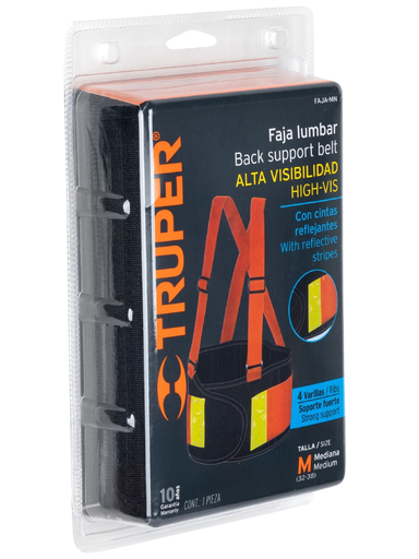 [TRU 100356] FAJA LUMBARES CON CINTAS DE ALTA VISIBILIDAD, TALLA MEDIANA TRUPER
